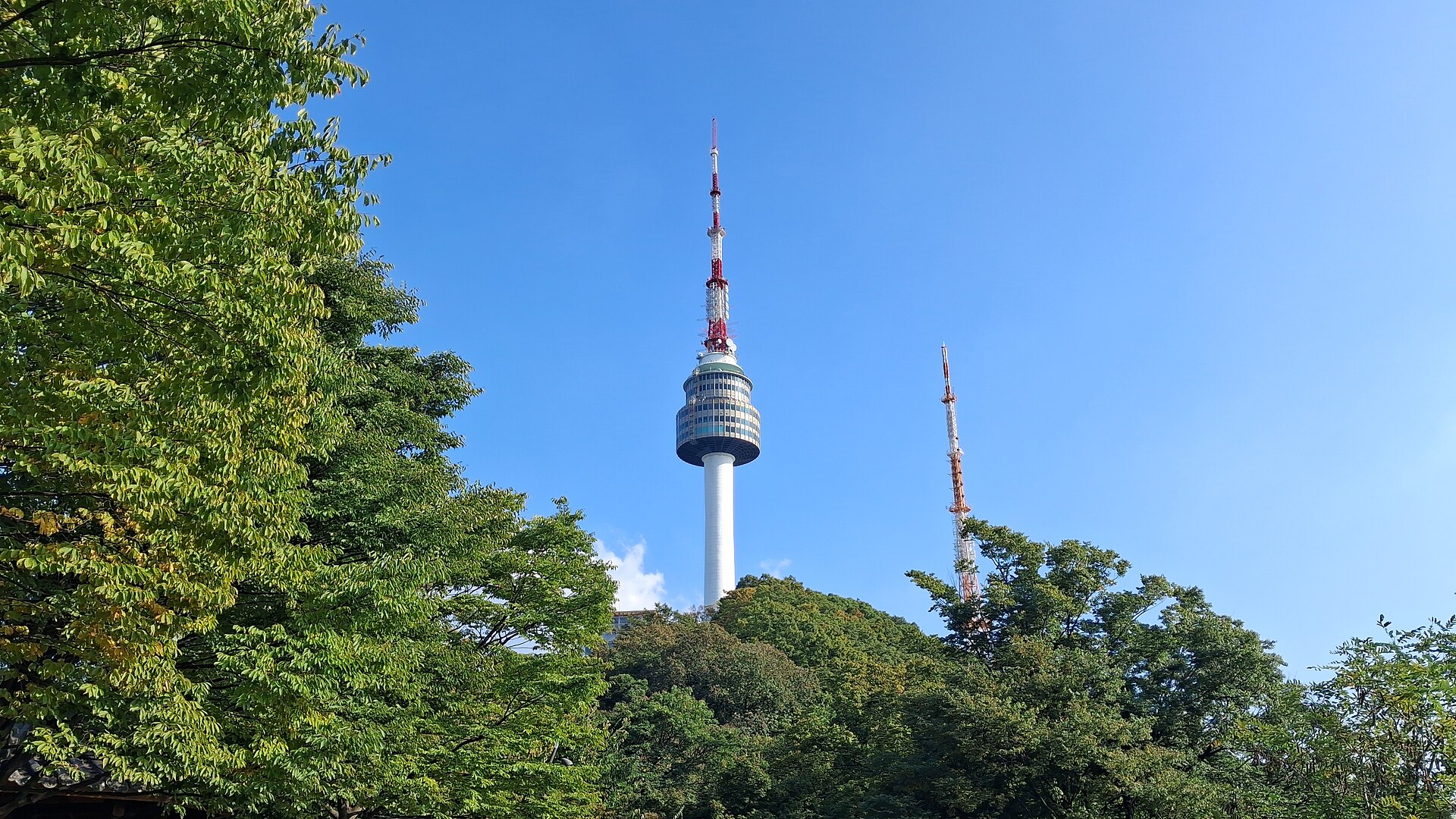 Namsan Seoul Tower under a bright blue Seoul sky
