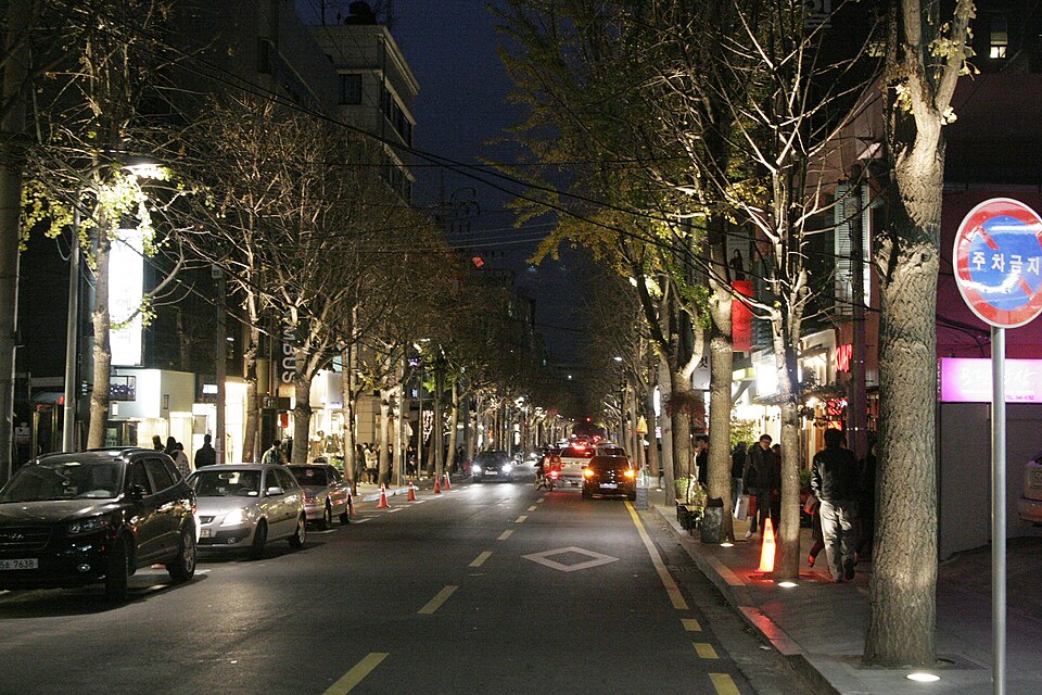 Seoul street at night, illustrating Mapo-gu, Seoul